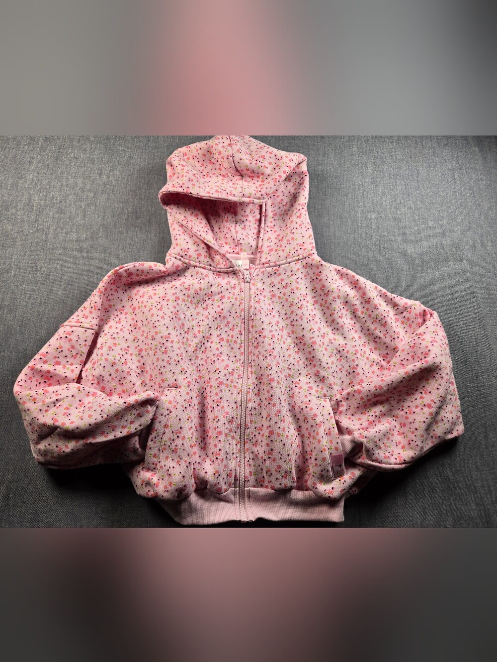 Pink Floral Zip-Up Hoodie for Kids